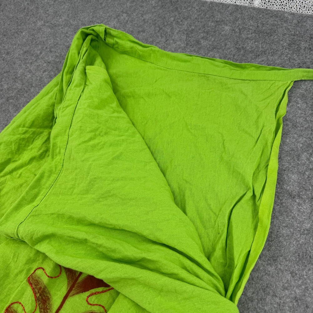 Laadi Lime Green Cotton Embroidered Wrap Maxi Skirt One Size Boho Floral - Picture 5 of 8